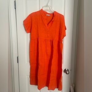 Bright Orange Linen Dress.